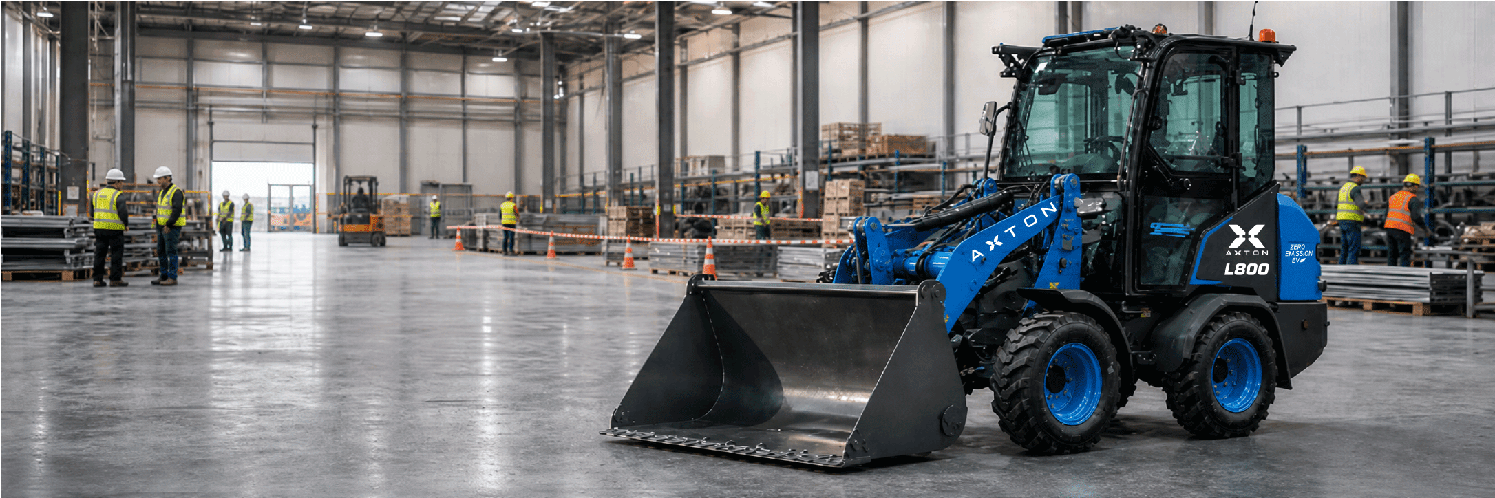 L800 electric compact wheel loader on a job site
